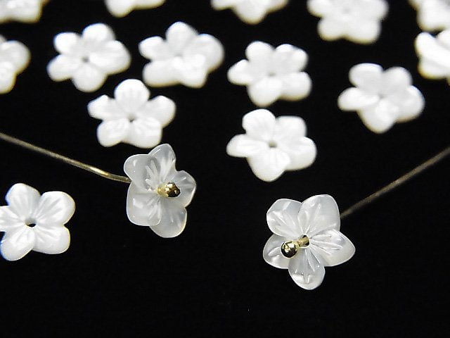 [Video] High Quality White Shell (Silver-lip Oyster) AAA Flower 6-20mm Center Hole 5pcs