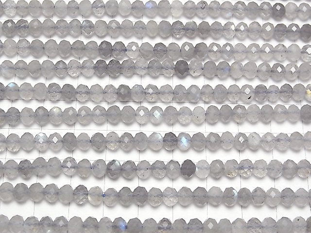 [Video] High Quality! Labradorite AA++ Faceted Button Roundel 6x6x4mm 1strand beads (aprx.15inch / 36cm)