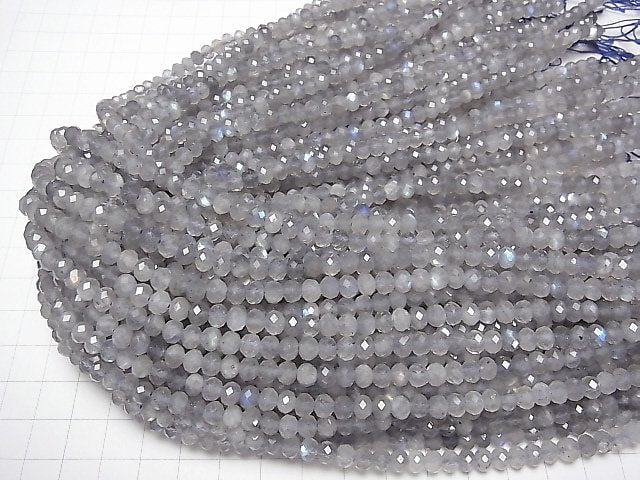 [Video] High Quality! Labradorite AA++ Faceted Button Roundel 6x6x4mm 1strand beads (aprx.15inch / 36cm)