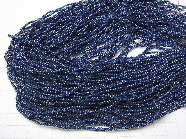 [Video] High Quality! Hematite Faceted Round 2mm Blue Coating 1strand beads (aprx.15inch / 36cm)