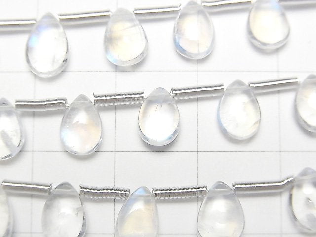 [Video] High Quality Rainbow Moonstone AAA Pear shape (Smooth) half or 1strand beads (aprx.7inch / 17cm)
