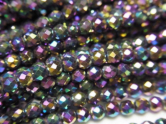 [Video] High Quality! Hematite Faceted Round 3mm Metallic Coating 1strand beads (aprx.15inch / 37cm)
