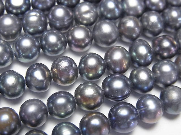 [Video]Fresh Water Pearl AA Potato 6-7mm Metallic Navy 1strand beads (aprx.14inch/34cm)