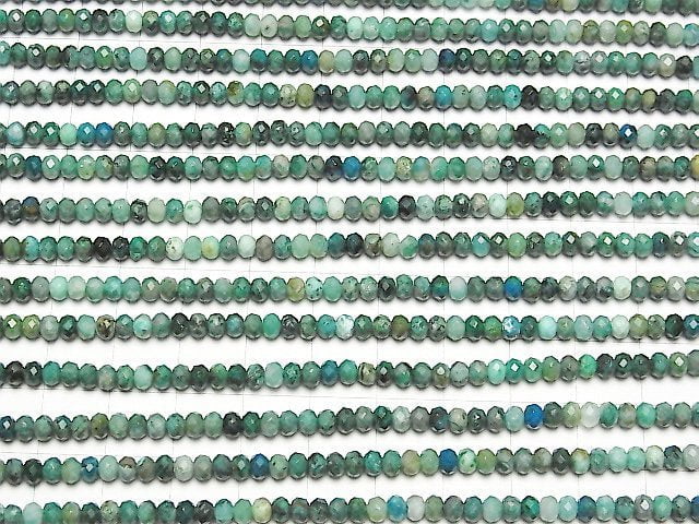 [Video] High Quality! Chrysocolla Inquartz Faceted Button Roundel 4x4x3mm 1strand beads (aprx.15inch / 37cm)