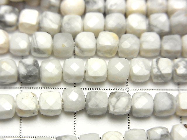 Howlite Magnesite  Cube Shape 4x4x4mm 1strand beads (aprx.15inch/37cm)