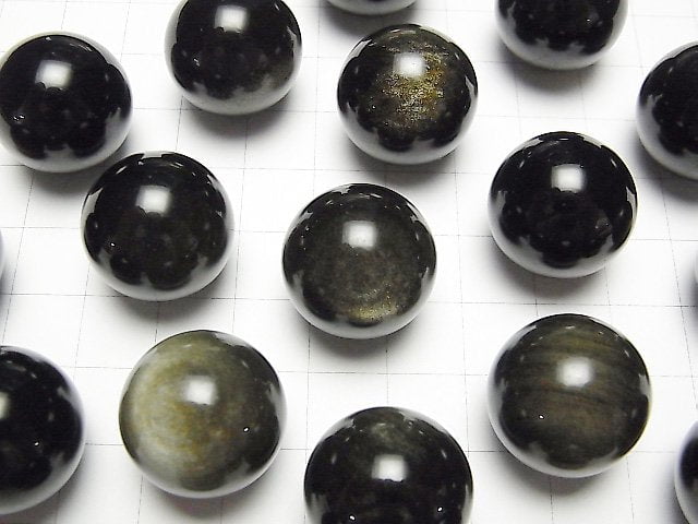 [Video] Golden Obsidian AAA Sphere, Round 20mm 1pc