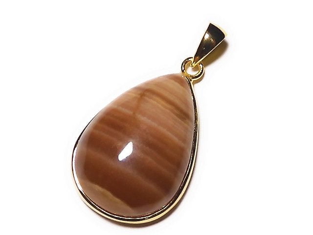 [Video] [One of a kind] Brown color Rhodochrosite AAA Pendant 18KGP NO.2