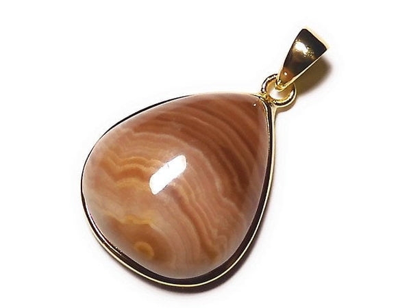[Video] [One of a kind] Brown color Rhodochrosite AAA Pendant 18KGP NO.4