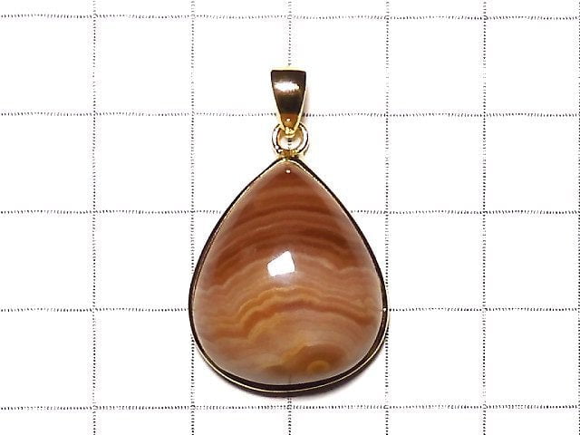 [Video] [One of a kind] Brown color Rhodochrosite AAA Pendant 18KGP NO.4