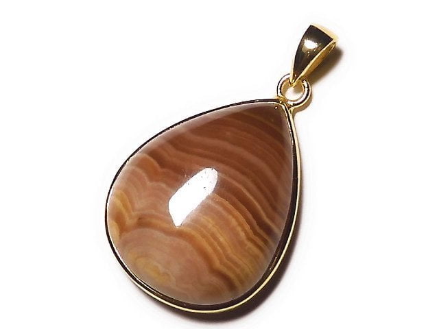 [Video] [One of a kind] Brown color Rhodochrosite AAA Pendant 18KGP NO.5