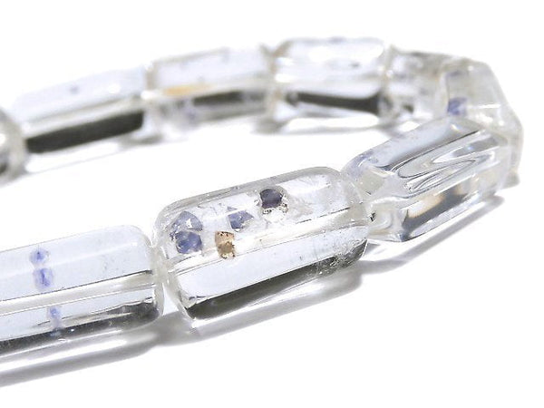 [Video] [One of a kind] Fluorite in Quartz Rough Tube-Faceted Nugget Bracelet NO.9