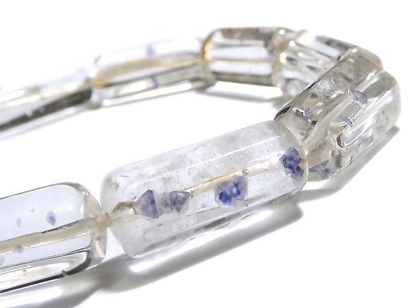 [Video] [One of a kind] Fluorite in Quartz Rough Tube-Faceted Nugget Bracelet NO.18