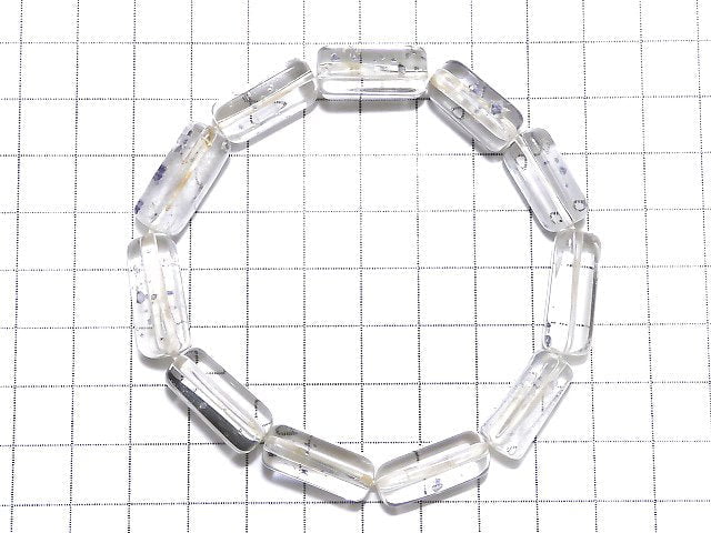 [Video] [One of a kind] Fluorite in Quartz Rough Tube-Faceted Nugget Bracelet NO.18