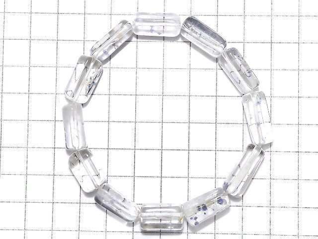 [Video] [One of a kind] Fluorite in Quartz Rough Tube-Faceted Nugget Bracelet NO.19
