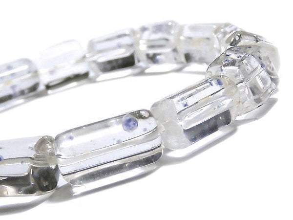 [Video] [One of a kind] Fluorite in Quartz Rough Tube-Faceted Nugget Bracelet NO.25