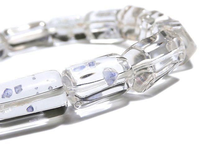 [Video] [One of a kind] Fluorite in Quartz Rough Tube-Faceted Nugget Bracelet NO.27