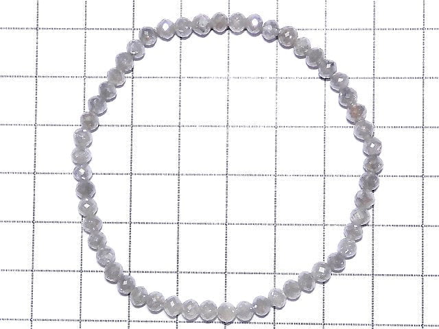 [Video] [One of a kind] [1mm hole] Gray Diamond Faceted Button Roundel Bracelet NO.7