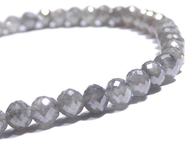 [Video] [One of a kind] [1mm hole] Gray Diamond Faceted Button Roundel Bracelet NO.10