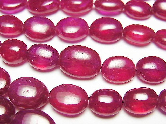 [Video] High Quality Ruby AAA- Oval Size Gradation half or 1strand beads (aprx.11inch / 27cm)