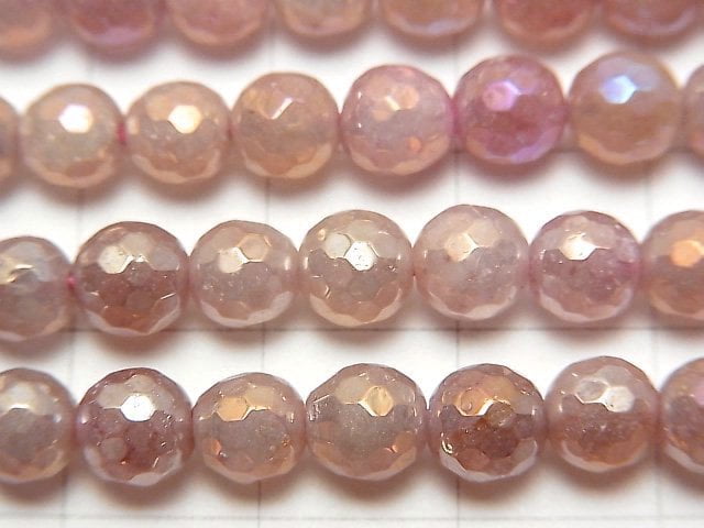 [Video]Pink Epidote 128Faceted Round 5mm Coating 1strand beads (aprx.15inch/36cm)