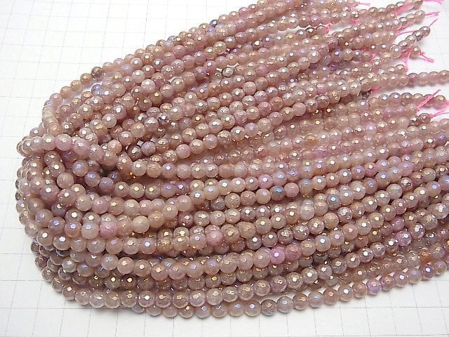 [Video]Pink Epidote 128Faceted Round 5mm Coating 1strand beads (aprx.15inch/36cm)