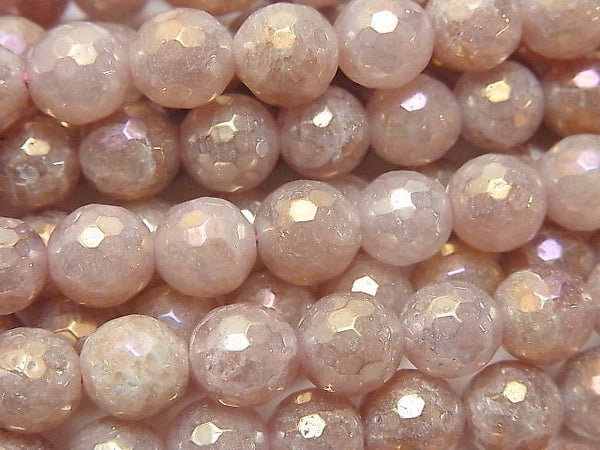 [Video] Pink Epidote 128Faceted Round 8mm Coating 1strand beads (aprx.15inch / 36cm)