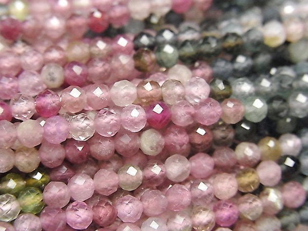 [Video] High Quality! Multicolor Tourmaline AAA Faceted Round 3mm 1strand beads (aprx.15inch / 37cm)