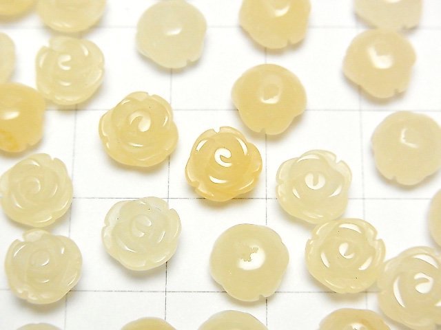 Yellow Calcite Rose 8mm [Half Drilled Hole] 4pcs