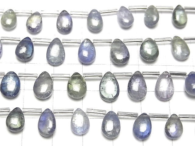 [Video]High Quality Bi-Color Tanzanite AAA- Pear shape (Smooth) half or 1strand beads (aprx.7inch/18cm)