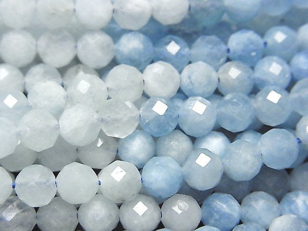 [Video] High Quality! Aquamarine AA+ 64Faceted Round 6mm 1strand beads (aprx.15inch / 37cm)