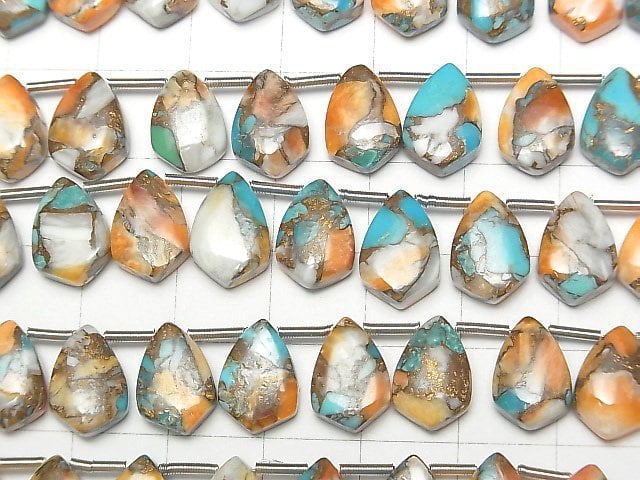 [Video] Oyster Copper Turquoise Deformation Diamond 12x8mm half or 1strand (18pcs)