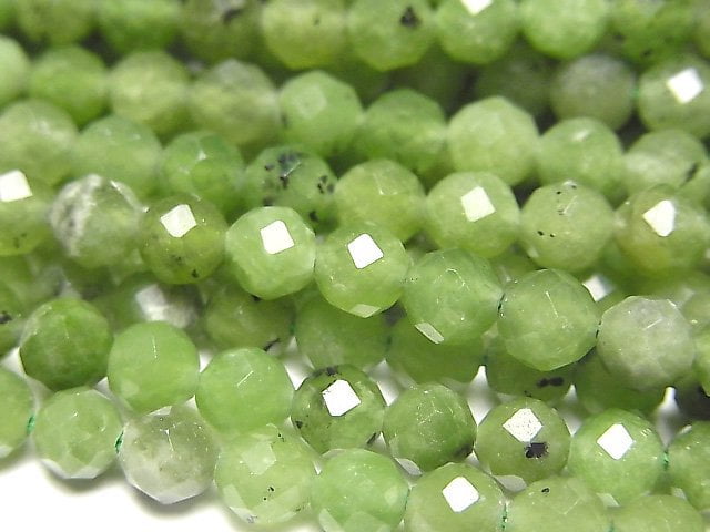 [Video] High Quality! Russia Nephrite Jade AA++ Faceted Round 5mm 1strand beads (aprx.15inch / 36cm)