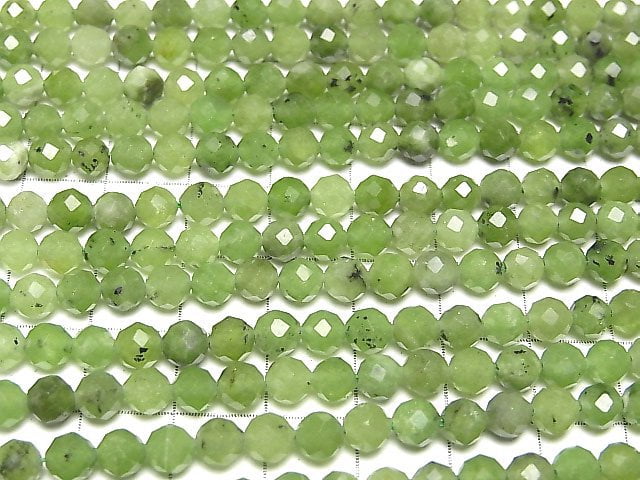 [Video] High Quality! Russia Nephrite Jade AA++ Faceted Round 5mm 1strand beads (aprx.15inch / 36cm)