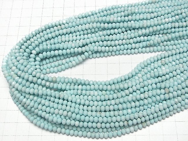 [Video] High Quality! Magnesite Turquoise Faceted Button Roundel 4x4x3mm 1strand beads (aprx.15inch / 37cm)