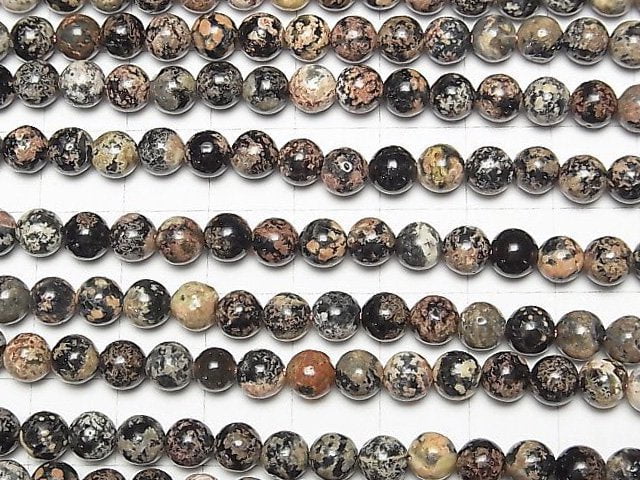 [Video] Flower Obsidian Round 6mm 1strand beads (aprx.15inch / 37cm)