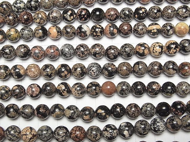 [Video] Flower Obsidian Round 8mm 1strand beads (aprx.15inch / 36cm)