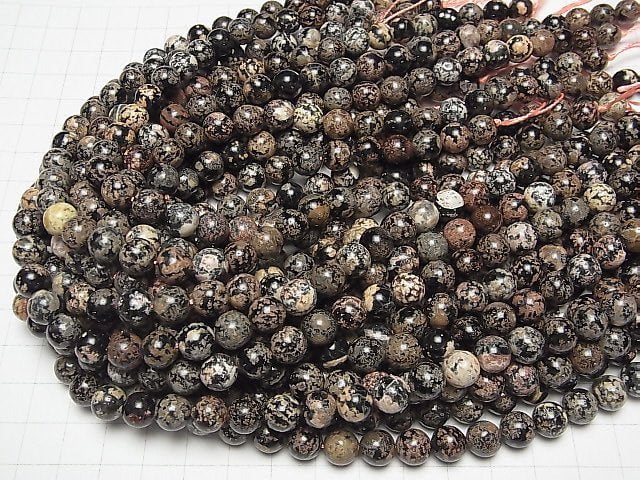 [Video] Flower Obsidian Round 8mm 1strand beads (aprx.15inch / 36cm)