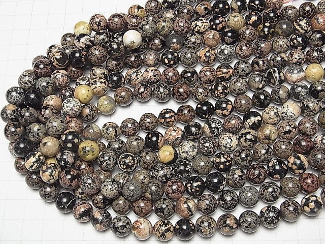 [Video] Flower Obsidian Round 10mm half or 1strand beads (aprx.15inch / 36cm)