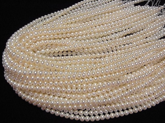 [Video] Fresh Water Pearl AAA Semi Round 5-5.5mm White 1strand beads (aprx.15inch / 38cm)