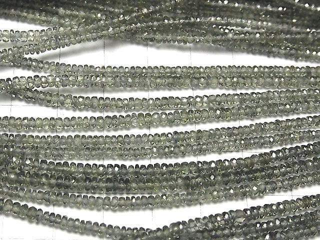 [Video] High Quality Green Sapphire AAA Faceted Button Roundel half or 1strand beads (aprx.15inch / 37cm)