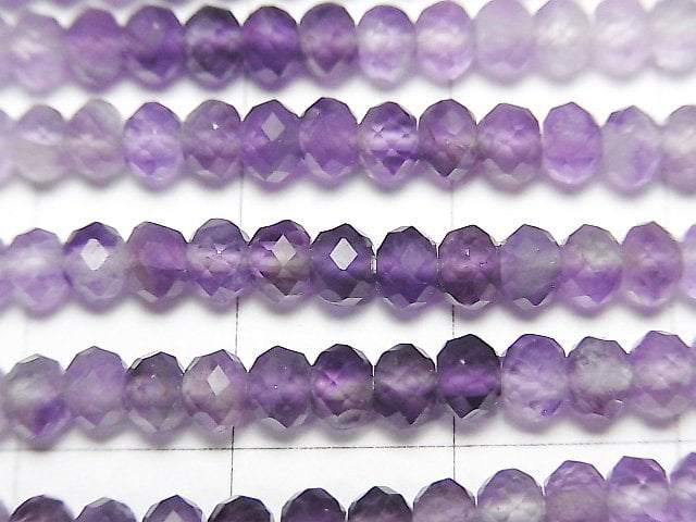 [Video] High Quality! Amethyst AA++ Faceted Button Roundel 4x4x2.5mm 1strand beads (aprx.12inch / 29cm)