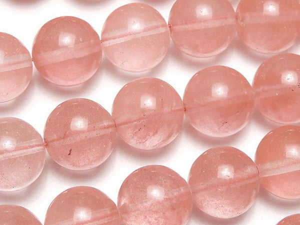 Cherry Quartz Glass  Round 12mm 1strand beads (aprx.14inch/35cm)