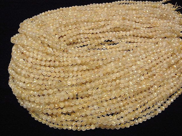 [Video] High Quality! Rutilated Quartz AA Star Faceted Round 4mm 1strand beads (aprx.15inch / 36cm)