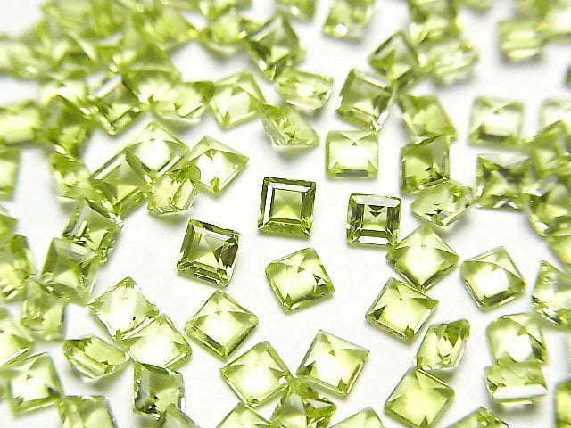 [Video] High Quality Peridot AAA Loose stone Square Faceted 3x3mm 10pcs