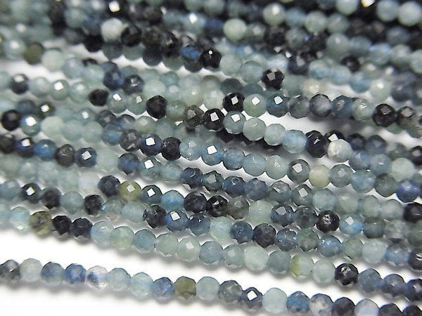 [Video]High Quality! Indigolite Tourmaline AA++ Faceted Round 2mm 1strand beads (aprx.15inch/37cm)
