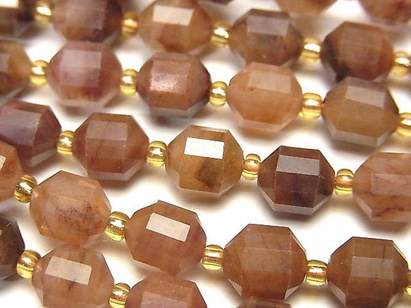 [Video] Hematite Quartz Double Point Faceted Tube 8x7mm 1strand beads (aprx.15inch / 36cm)