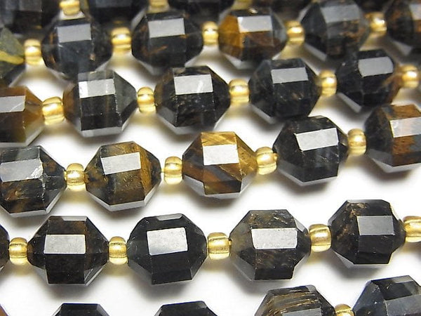 [Video] Mix Tiger's Eye AA++ Double Point Faceted Tube 8x7mm 1strand beads (aprx.14inch / 35cm)
