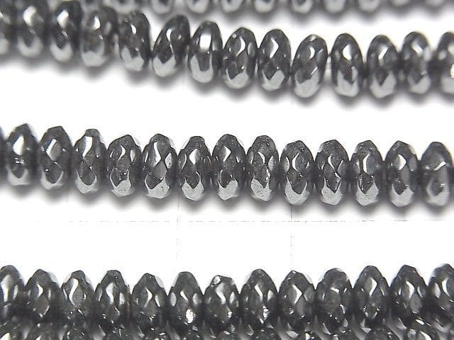 [Video] Magnetic! Hematite Faceted Button Roundel 6x6x3mm 1strand beads (aprx.15inch / 36cm)