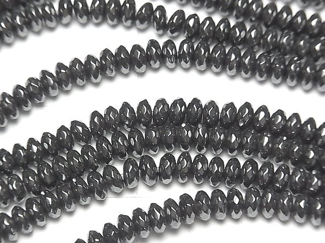 [Video] Magnetic! Hematite Faceted Button Roundel 6x6x3mm 1strand beads (aprx.15inch / 36cm)