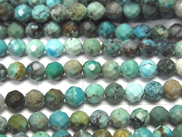 [Video] High Quality! Turquoise AA++ Faceted Round 4mm 1strand beads (aprx.15inch / 37cm)